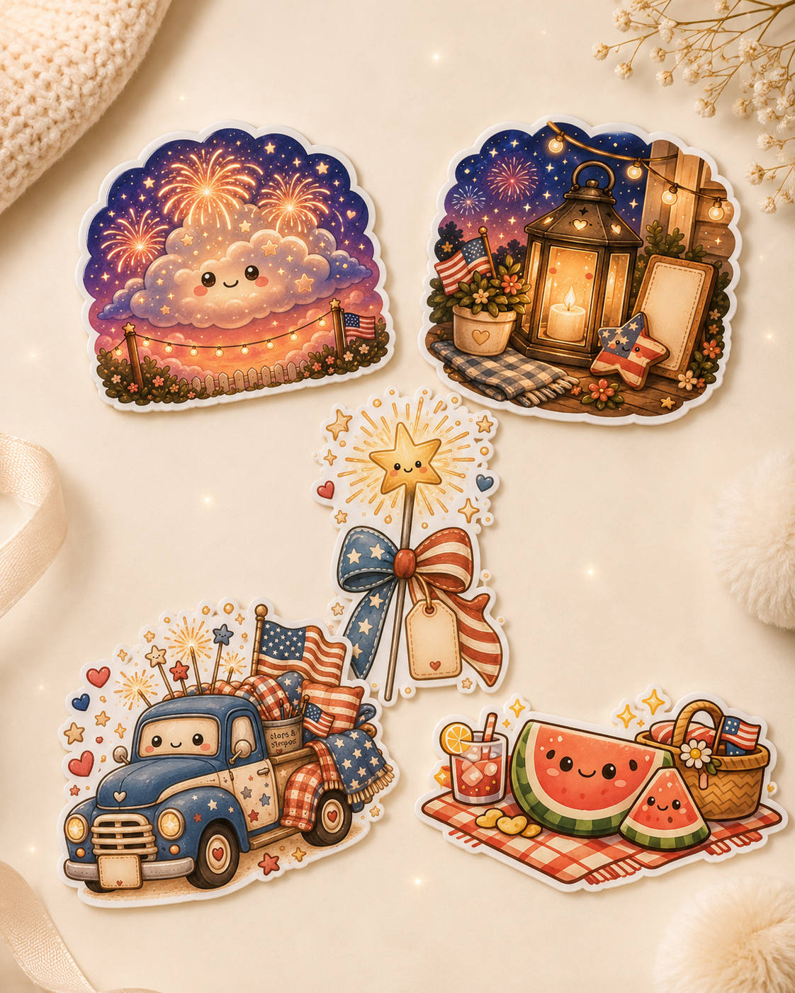 Americana Nights – Waterproof Die Cut Sticker Collection