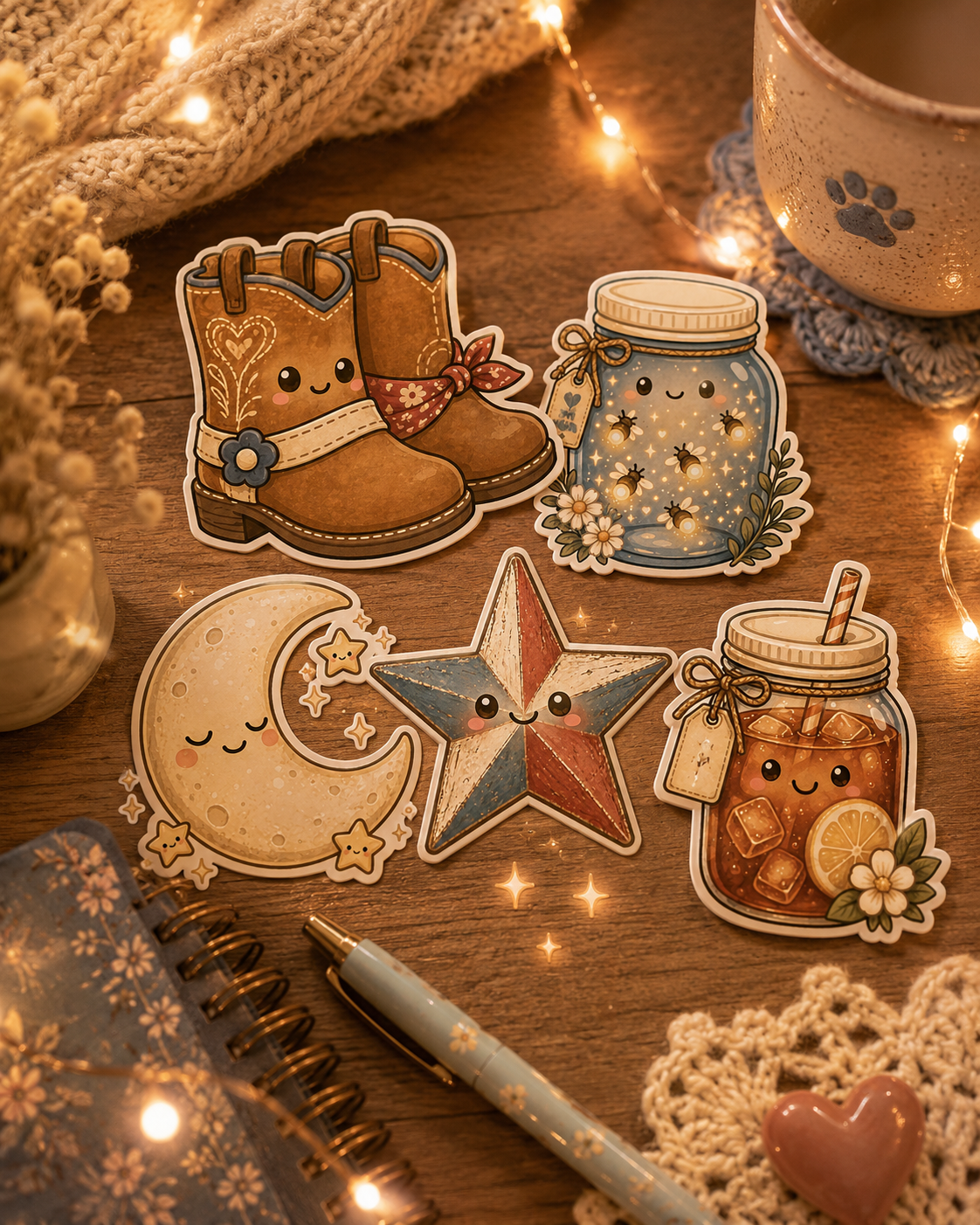 Backyard Summer Nights – Waterproof Vinyl Die Cut Sticker Pack (July Collection)