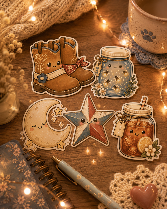 Backyard Summer Nights – Waterproof Vinyl Die Cut Sticker Pack (July Collection)