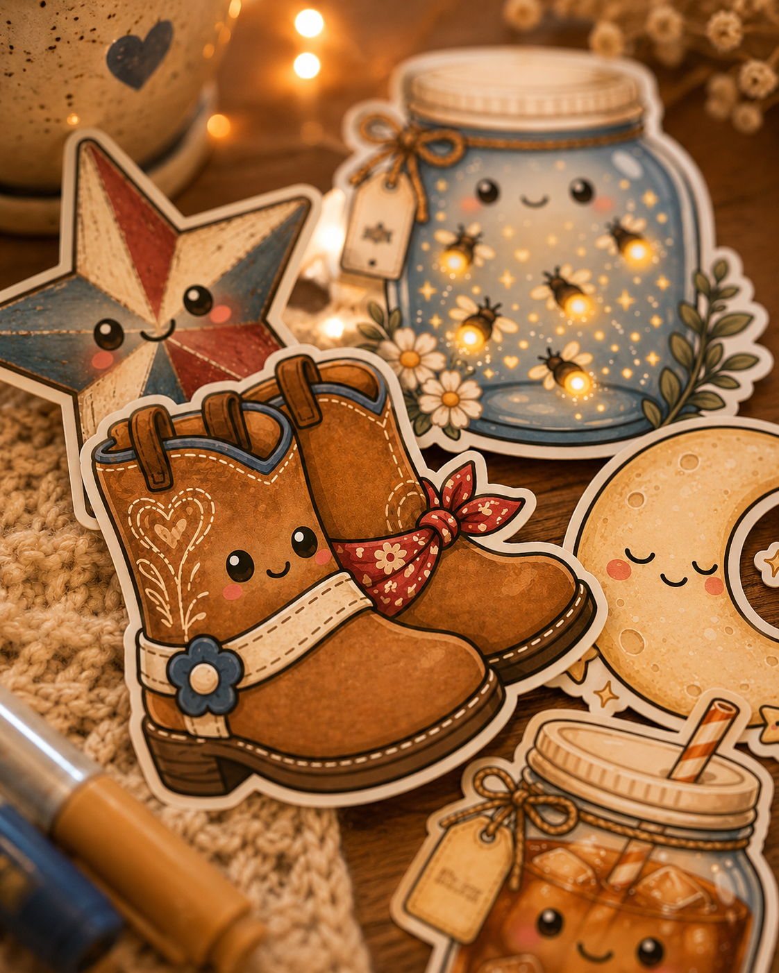 Backyard Summer Nights – Waterproof Vinyl Die Cut Sticker Pack (July Collection)