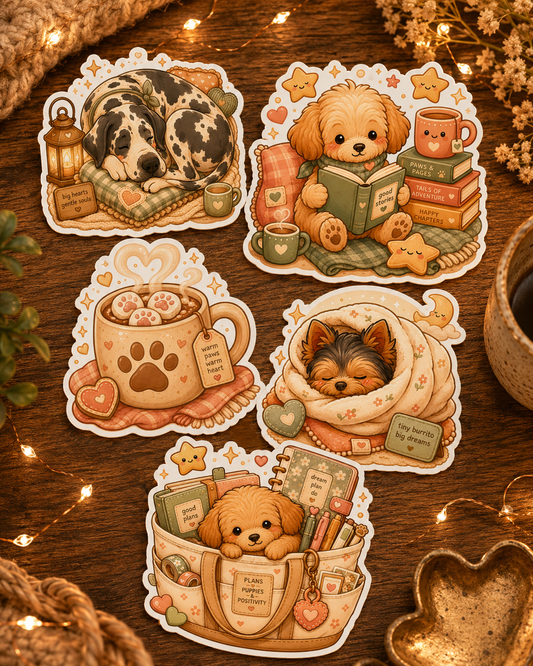 Pawprints & Snuggles – Waterproof Die Cut Sticker Collection