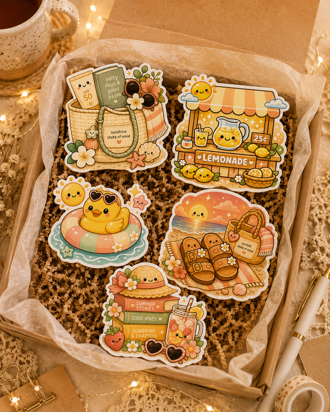 Summer Daydreams - Waterproof Die Cut Sticker Pack