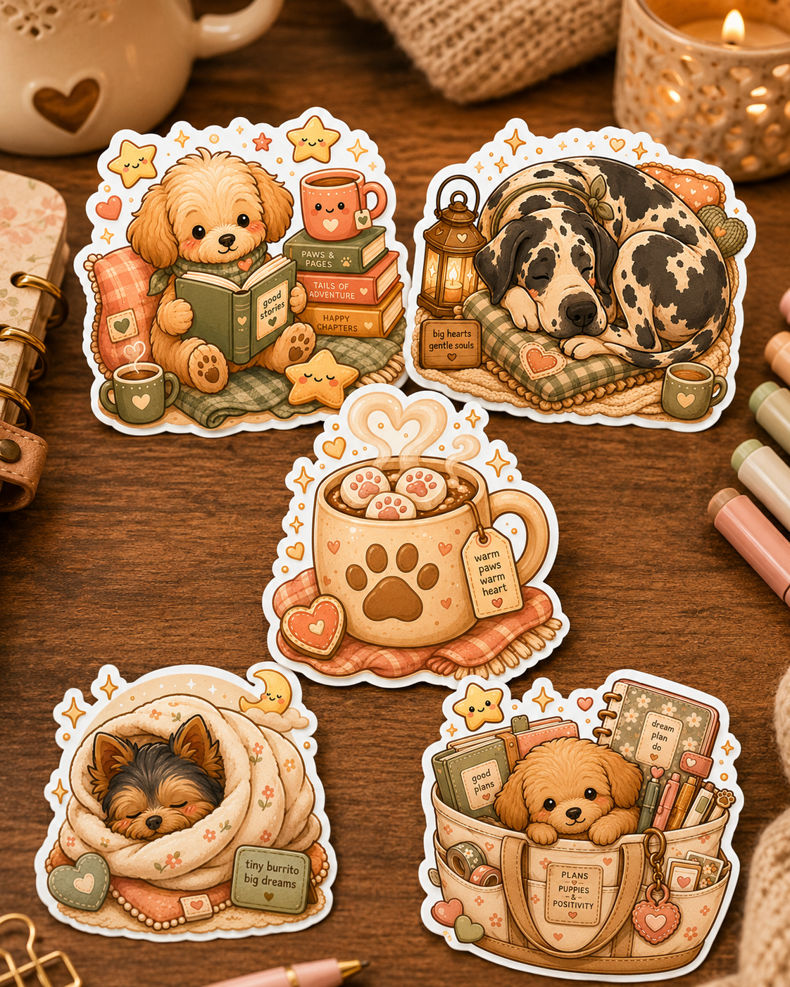 Pawprints & Snuggles – Waterproof Die Cut Sticker Collection