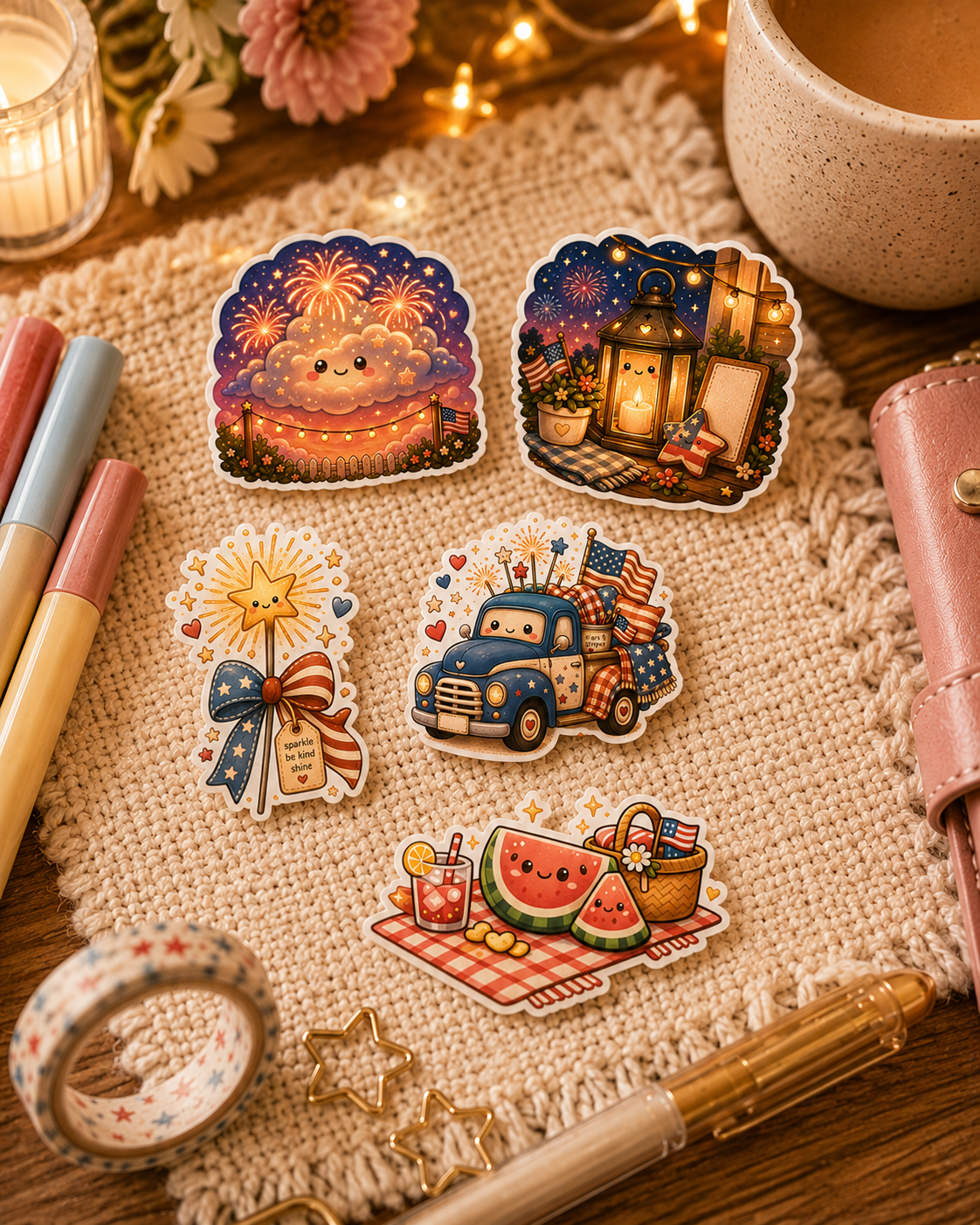 Americana Nights – Waterproof Die Cut Sticker Collection