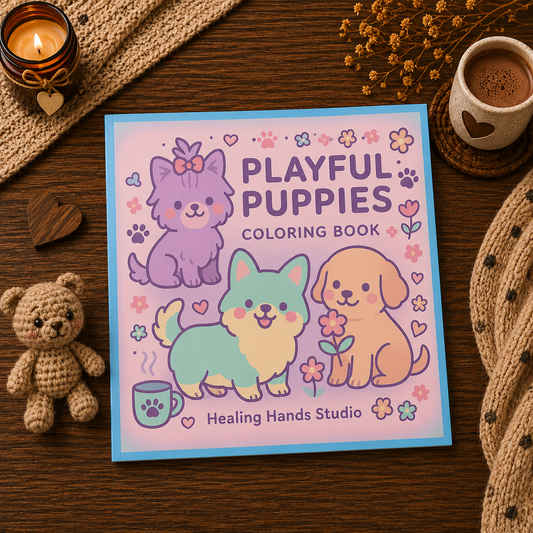Playful Puppies - Cozy Coloring Book