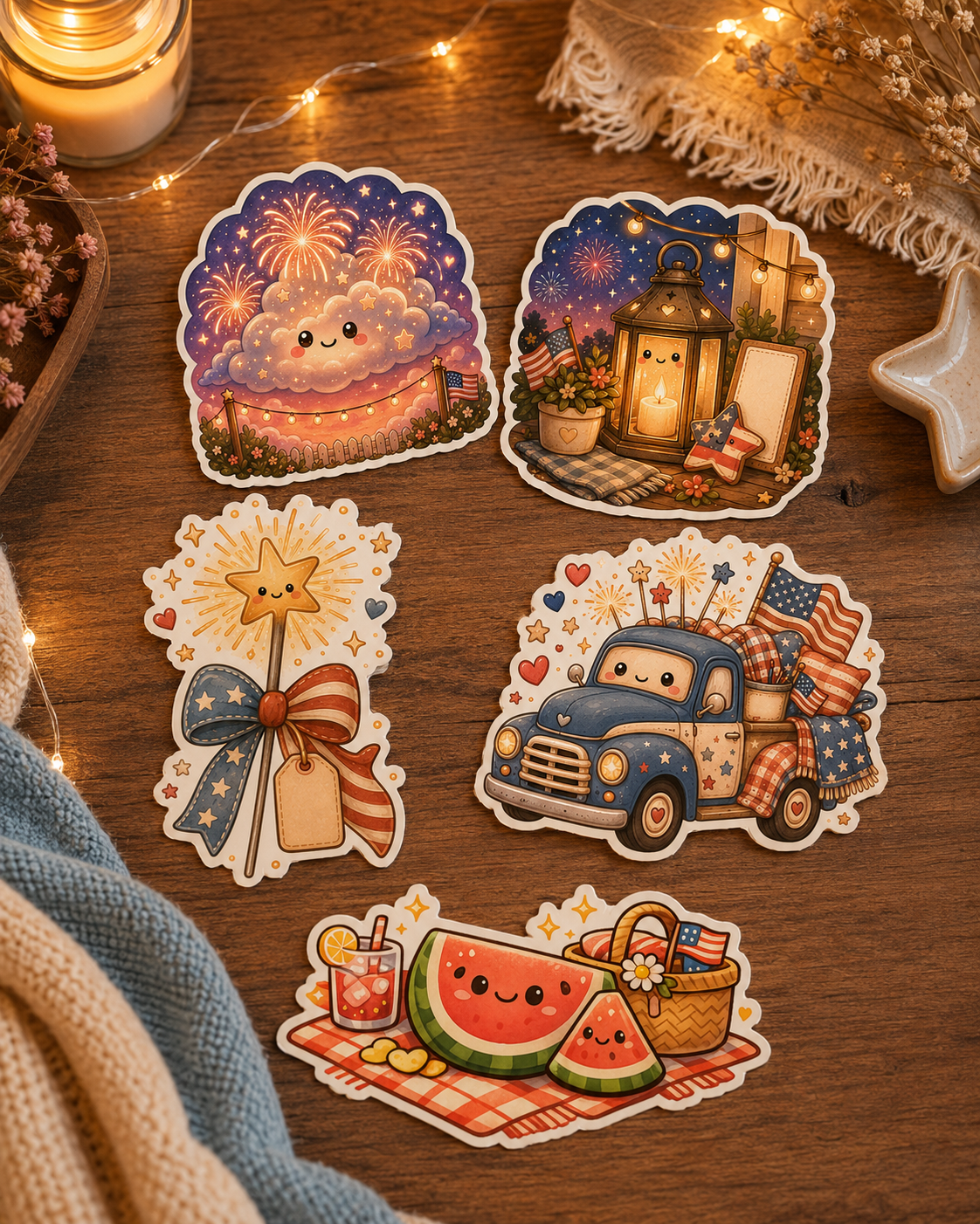 Americana Nights – Waterproof Die Cut Sticker Collection