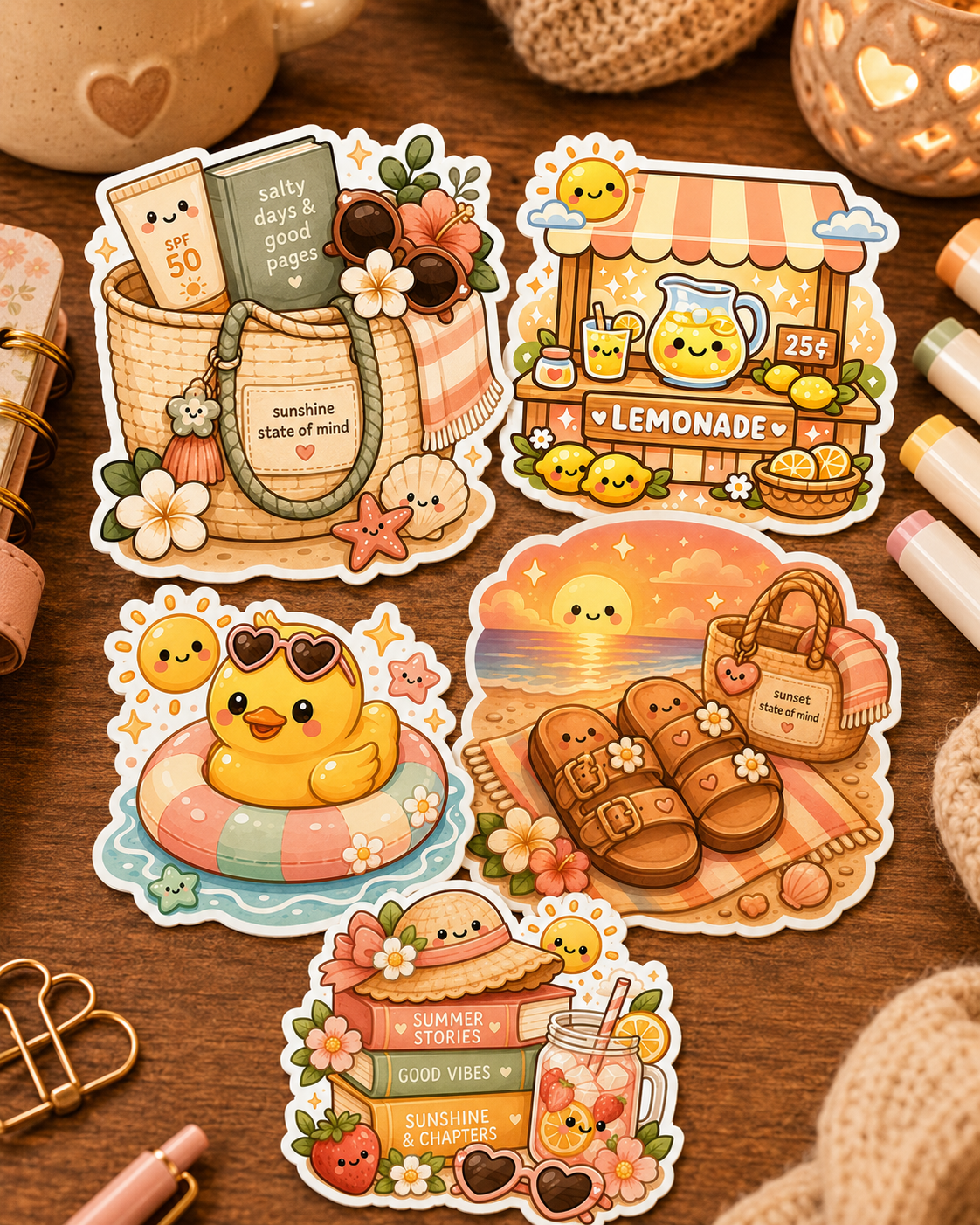 Summer Daydreams - Waterproof Die Cut Sticker Pack